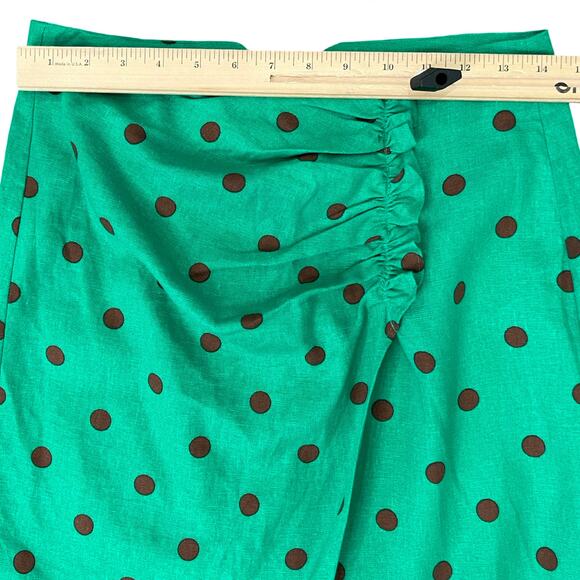 Zara Green Brown Polka Dot Midi Skirt Half Sleeve Top Set size S Blogger Fave - Picture 6 of 16